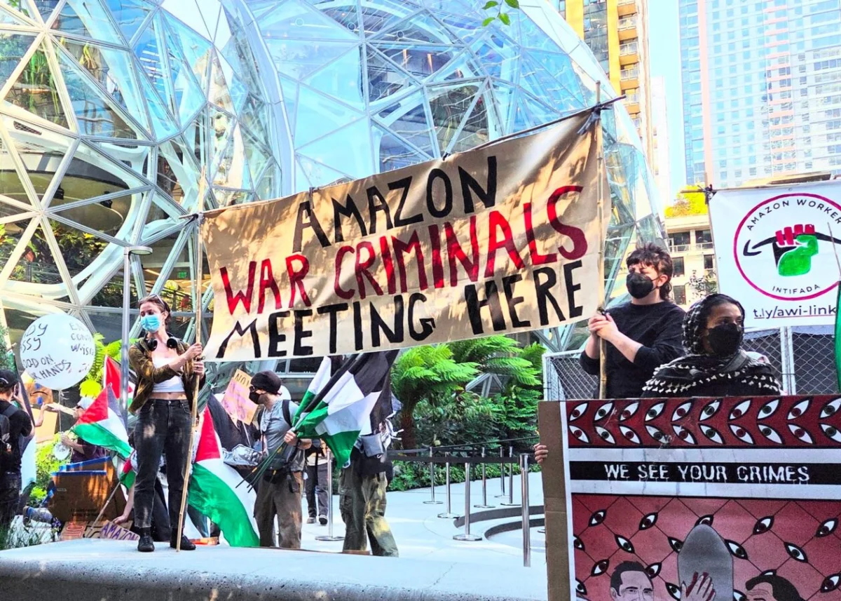 Amazon faces backlash as pro-Palestinian protests disrupt event at Spheres venue