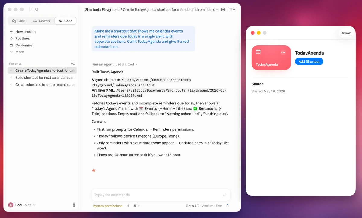 Apple Shortcuts Playground empowers users to craft innovative automations with Claude Code