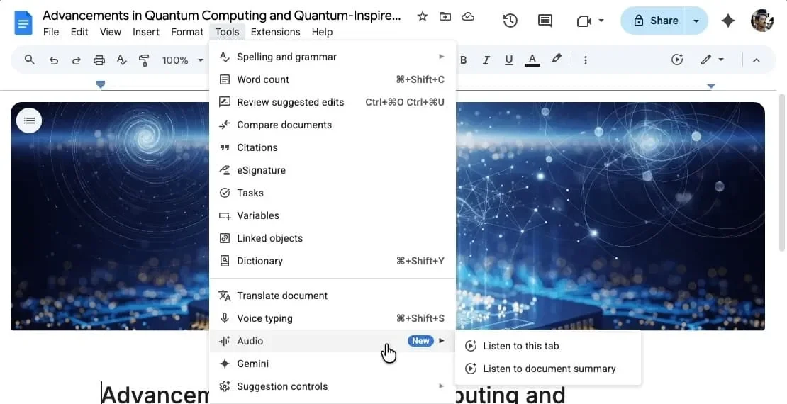 Gemini audio summaries in Google Docs aim to enhance productivity for users now