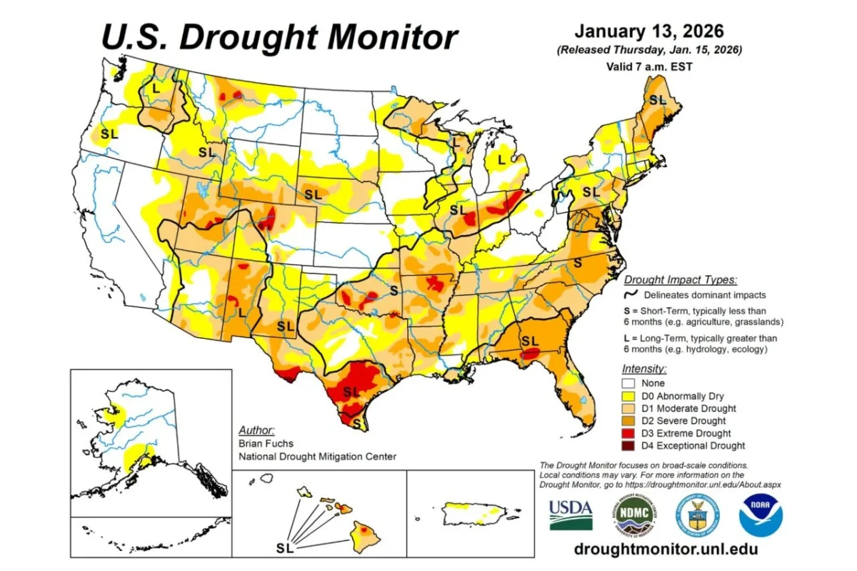 January Drought Affects 130 Million Americans: Implications for Agriculture and Water Supply