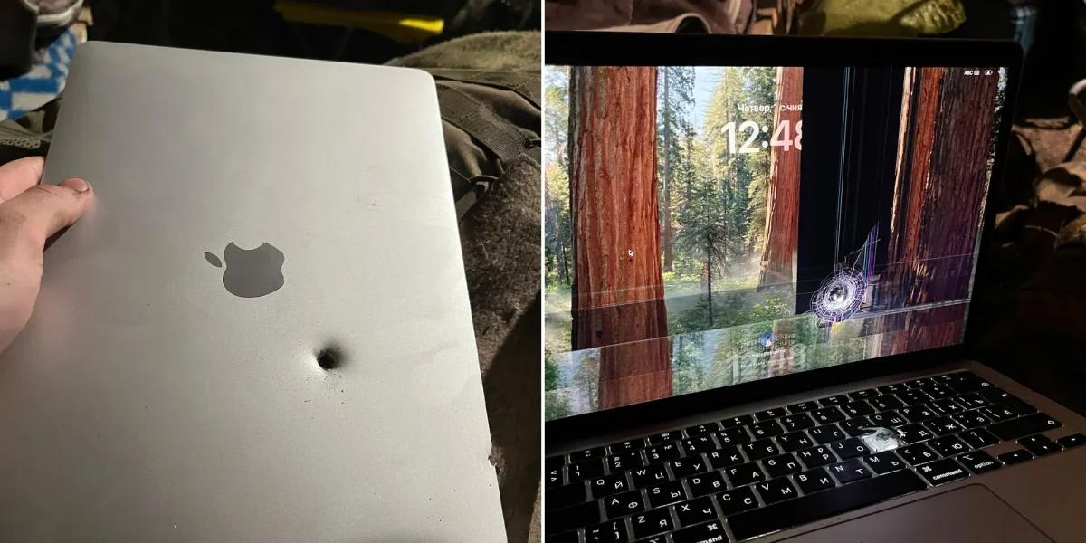 Soldier's M1 MacBook Air survives artillery hit, showcasing military-grade durability