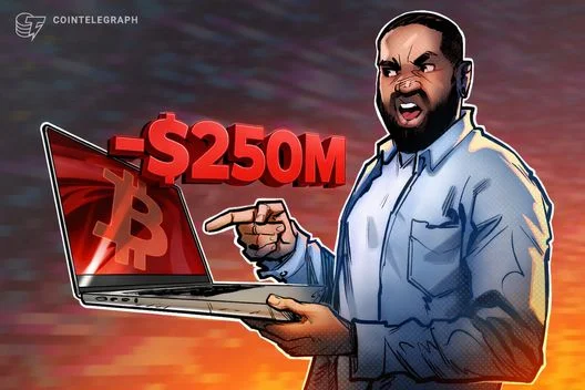 Traders face severe losses as Bitcoin liquidations surge over $250 million today
