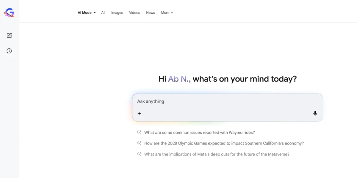 Users Experience Enhanced Navigation as Google Revamps AI Mode Homepage Today